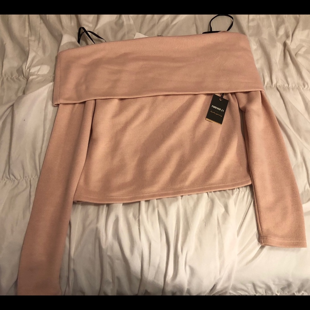 Forever 21 pink off the shoulder sweater
